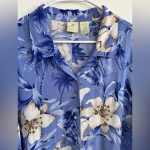Caribbean Joe Island Supply Co Men’s Blue Floral Hawaiian Button Up S/S Shirt